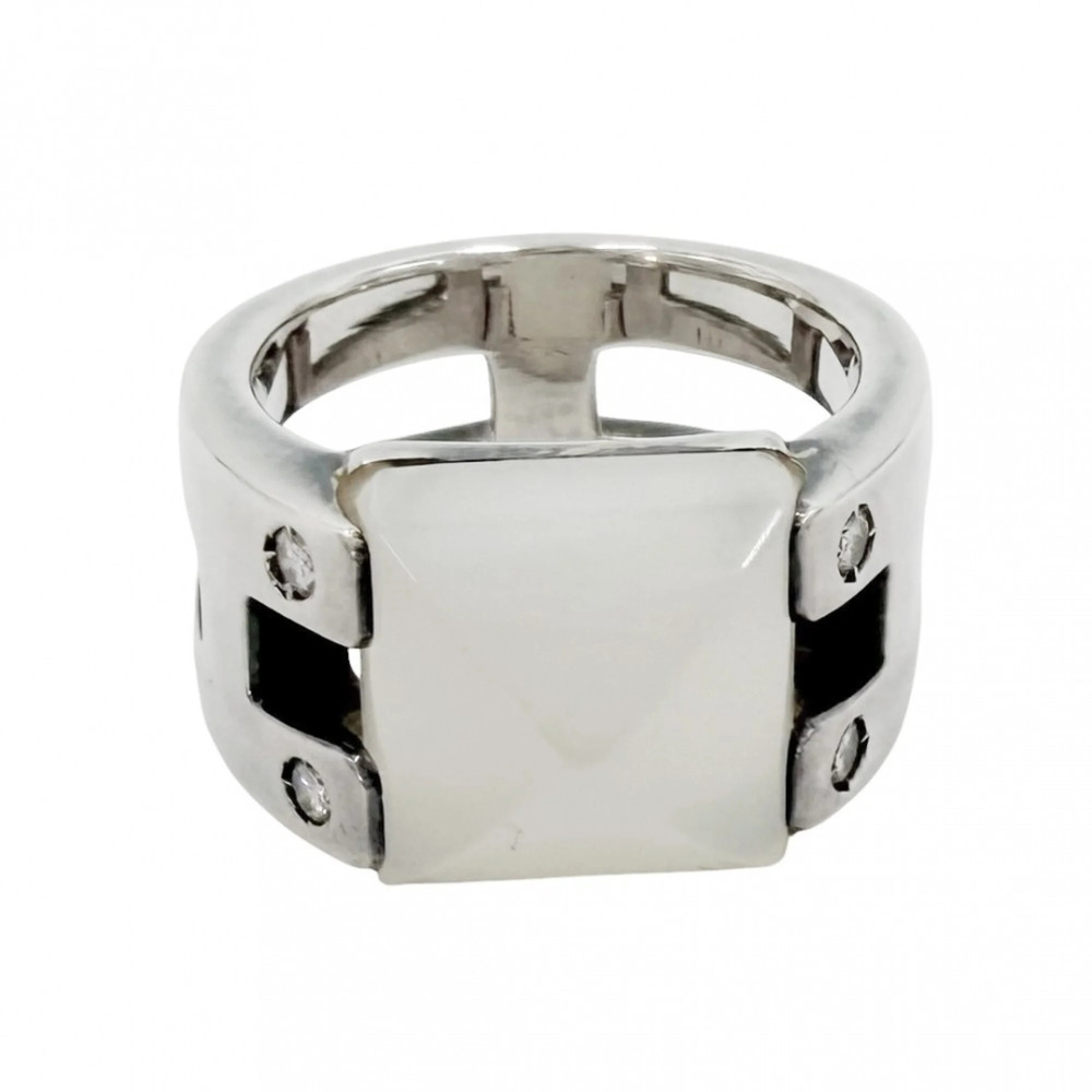 HERMES Vintage Silver Moonstone Ring